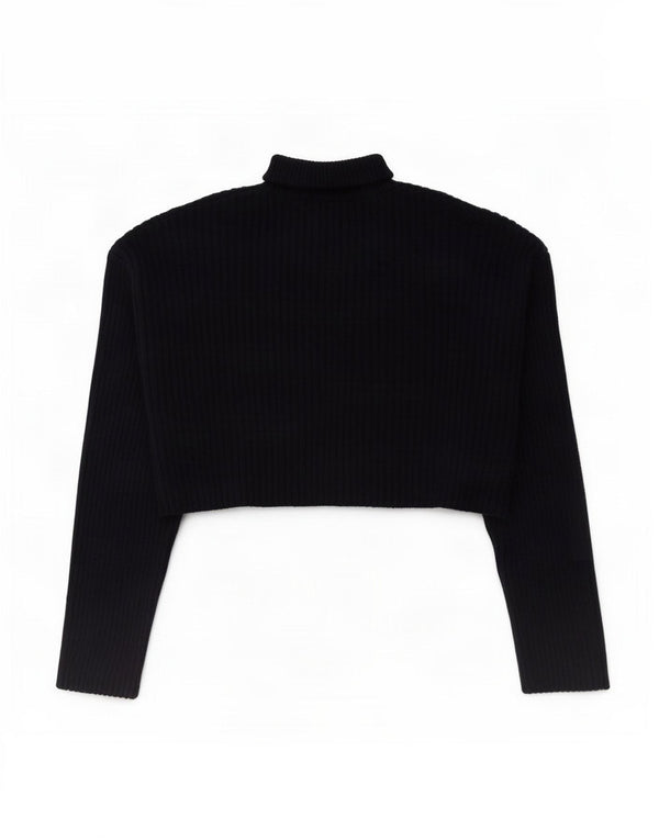 Zara Womens Crop Oversized Roll Neck Jumper Sweater UK 10 Small Navy Blue