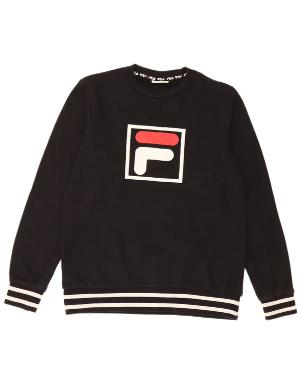 Fila Homme Graphic Sweatshirt Jumper XS Noir Rayé Coton