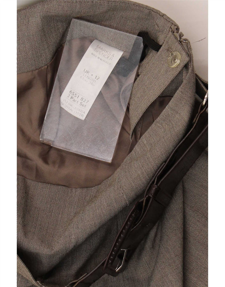 Marks & Spencer Damen ausgestellter Rock UK 12 Medium W30 Beige Polyester