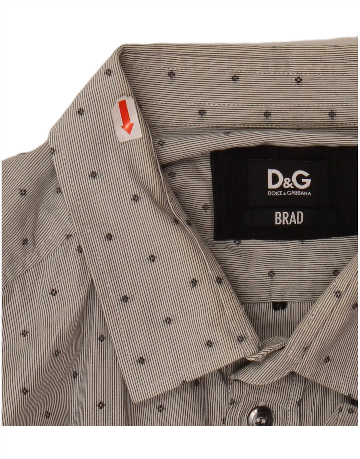 DOLCE & GABBANA Camisa BRAD De Algodón Con Motivos Gris Medio Hombre