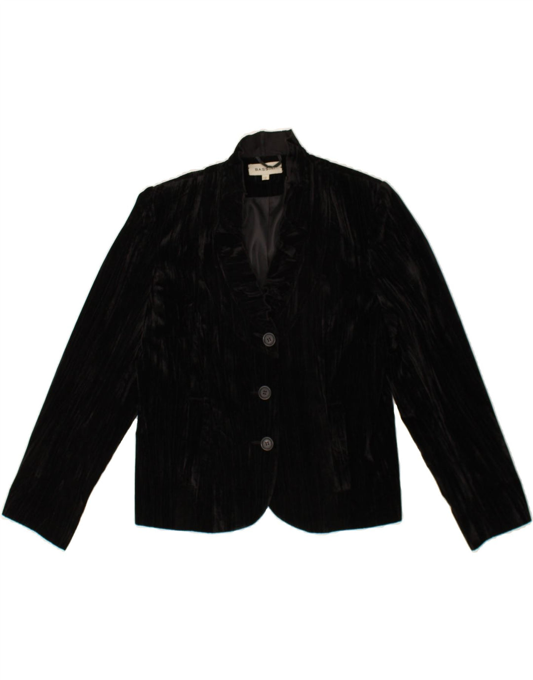 VINTAGE Womens 3 Button Blazer Jacket UK 12 Medium Black Polyester Vintage Vintage and Second-Hand Vintage from Messina Hembry 