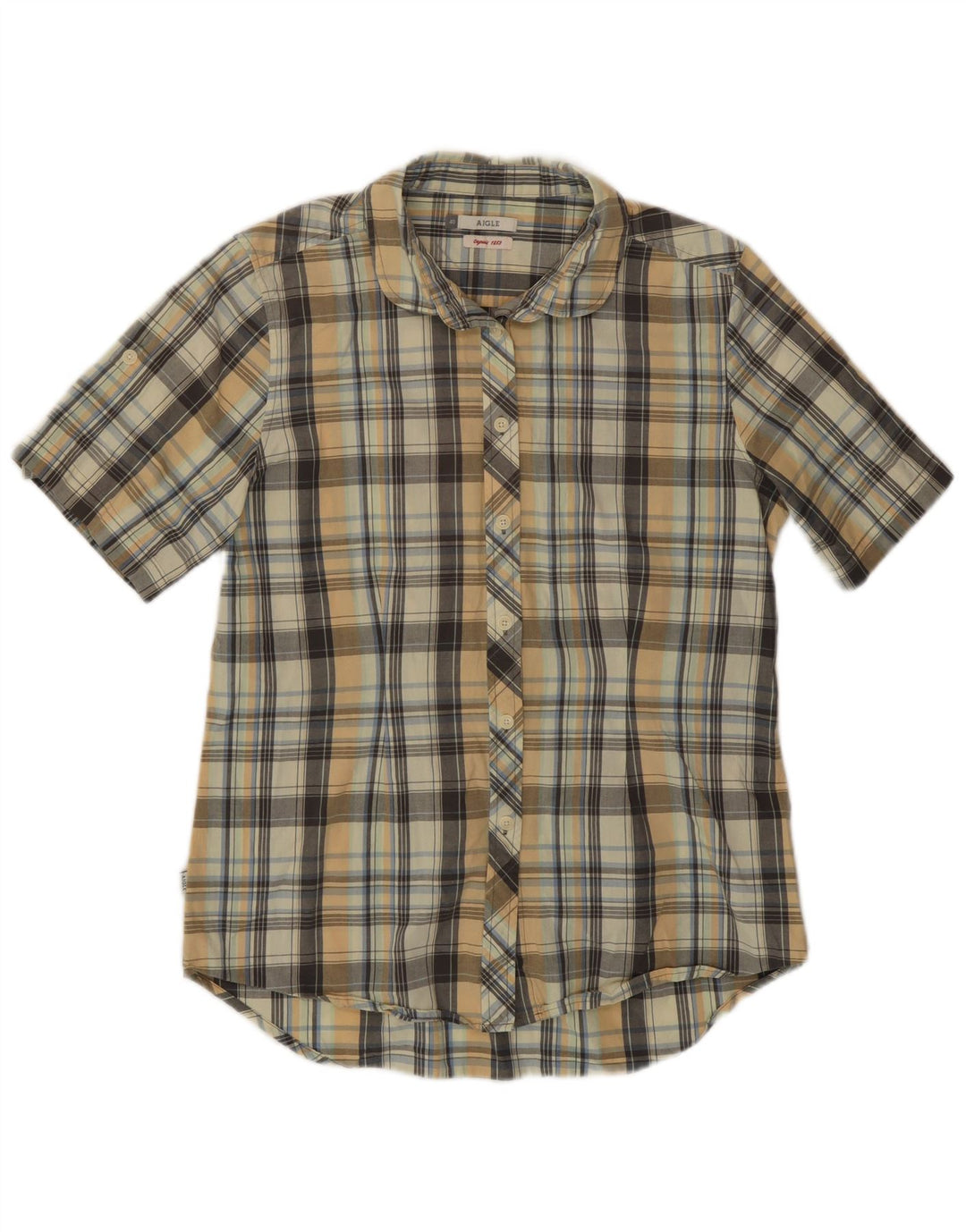 Aigle Womens Short Sleeve Shirt EU 40 Medium Multicoloured Plaid Cotton