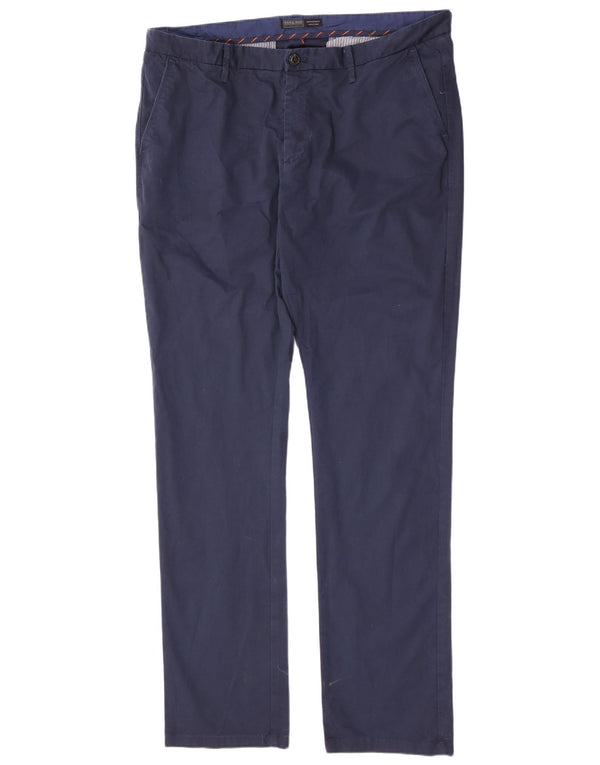 Zara férfi egyenes chino nadrág EU 48 XL W38 L34 sötétkék pamut