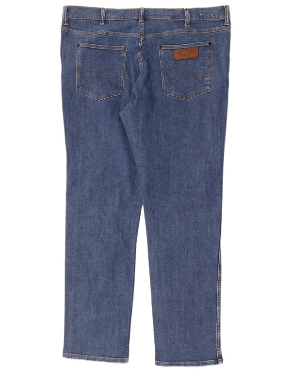 Wrangler Mens Greensboro Straight Jeans W38 L32 Blue Cotton