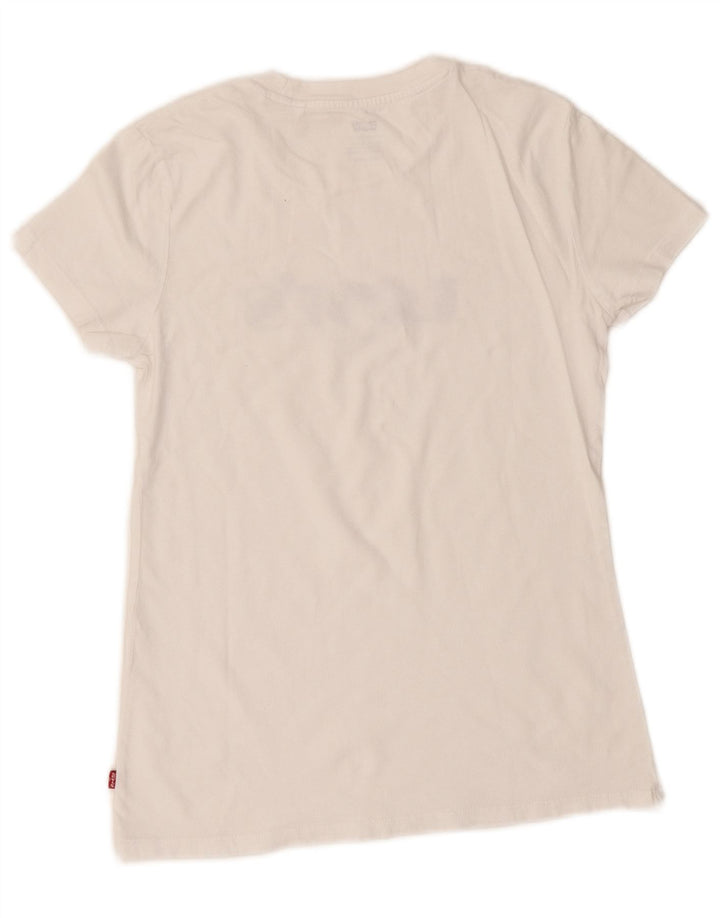 Levi's T-Shirt Graphique Oversize Femme UK 2 2XS Blanc