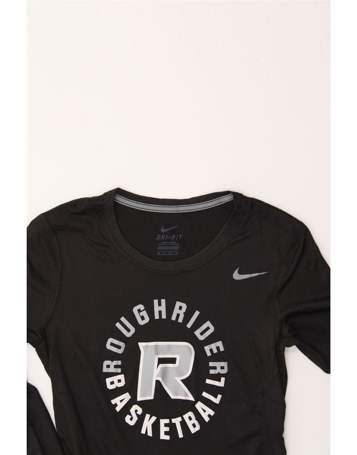 NIKE Mens Dri Fit Graphic Top Long Sleeve XS Black Polyester Vintage Nike and Second-Hand Nike from Messina Hembry 