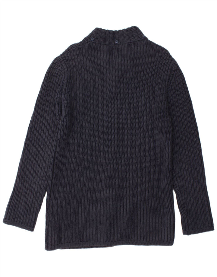 VINTAGE Womens Longline Cardigan Sweater IT 42 Medium Navy Blue Acrylic