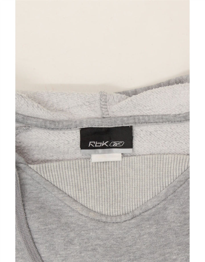 REEBOK Womens Crop Hoodie Jumper UK 14 Large Grey Cotton Vintage Reebok and Second-Hand Reebok from Messina Hembry 