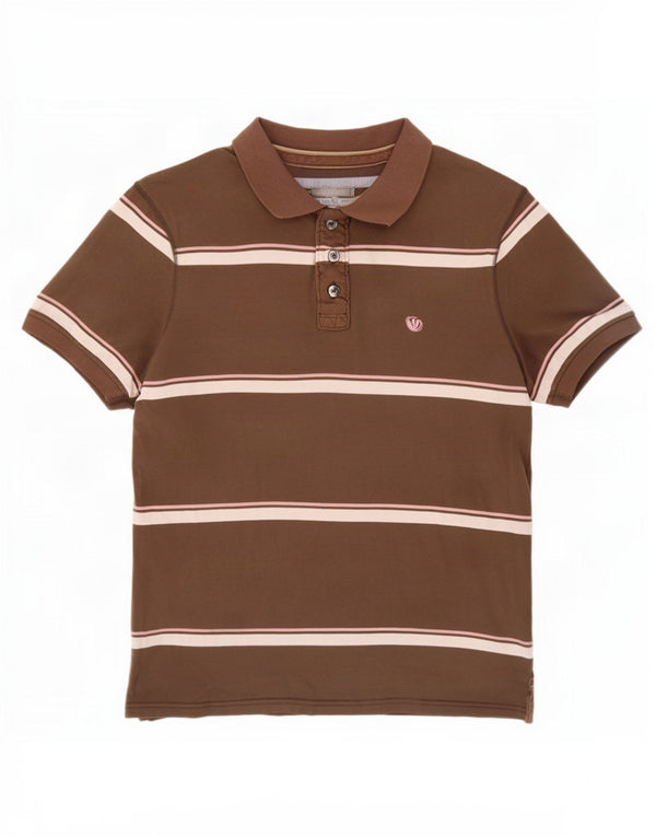 Polo de hombre Fat Face de algodón a rayas en marrón medio