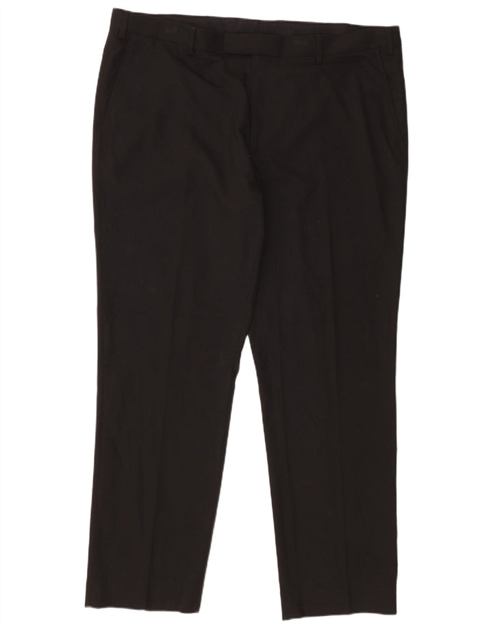 Pantaloni de costum pentru bărbați Marks & Spencer, cu ajustare normală, L42 L31, poliester negru