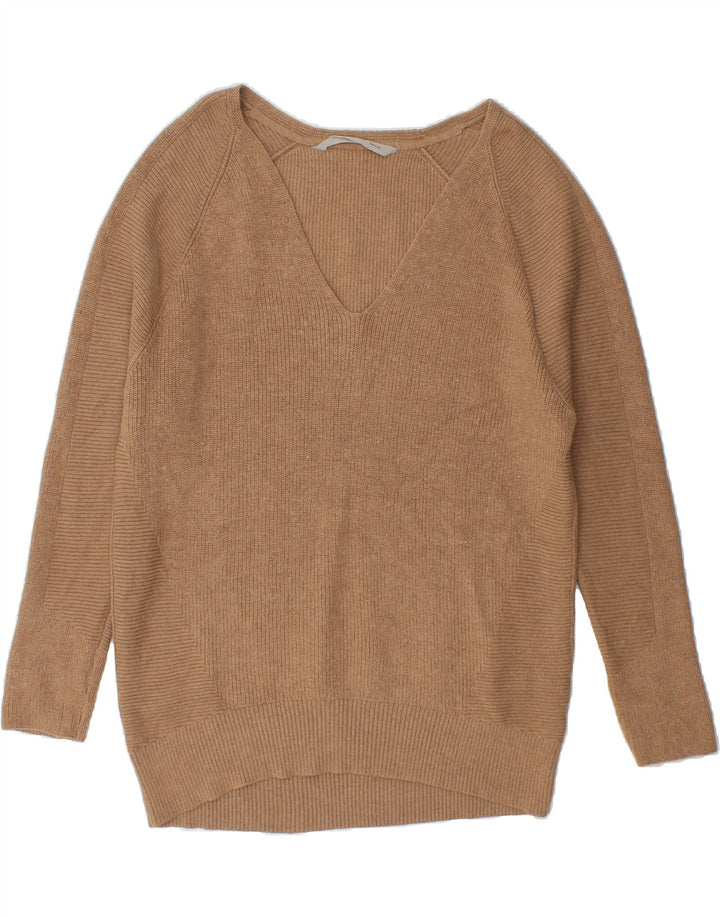 ATHLETA Womens Oversized V-Neck Jumper Sweater UK 14 Medium Beige Vintage Athleta and Second-Hand Athleta from Messina Hembry 