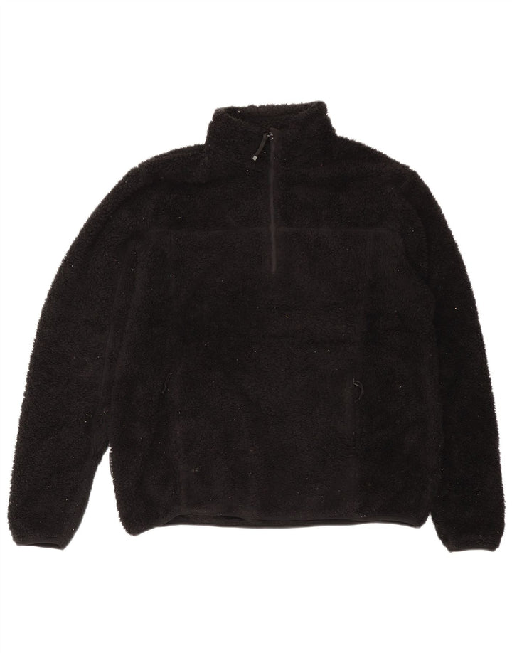 Mountain Warehouse Maglione in pile da uomo con collo e zip grande in poliestere nero