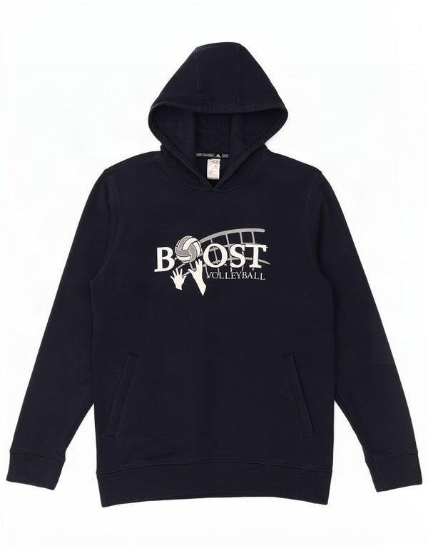 Adidas Mens Boost Volleyball Graphic Sudadera con capucha Jumper Grande Azul Marino Algodón