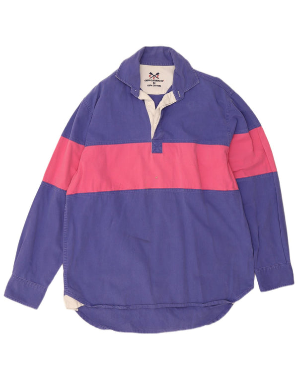 Crew Clothing Mens Long Sleeve Rugby Polo Shirt Medium Blue Colourblock