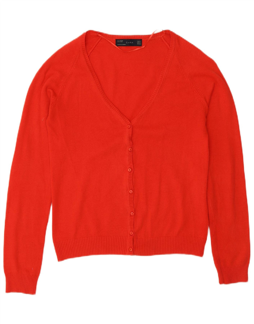 Zara Womens Cardigan Sweater UK 12 Medium Red Cotton