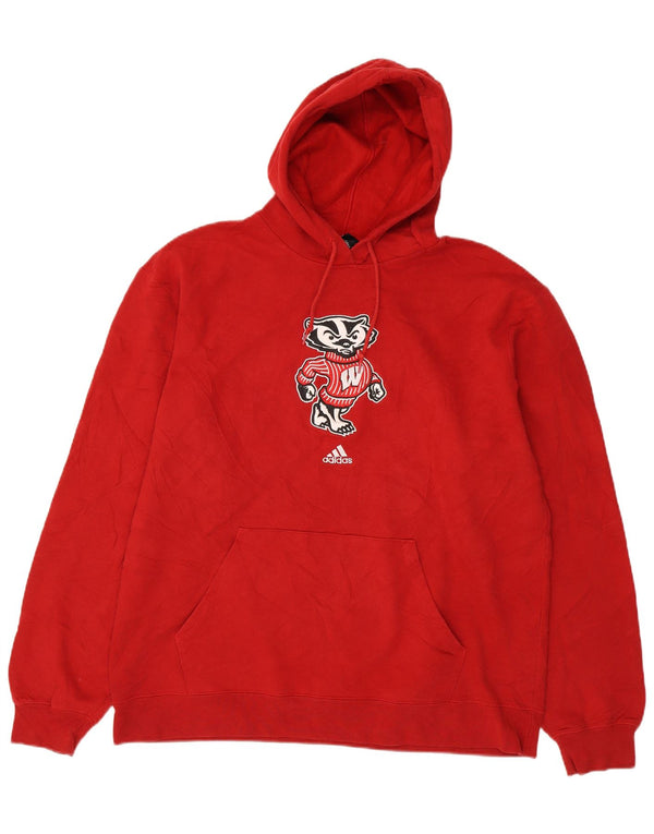 Adidas masculino Wisconsin Badgers gráfico moletom com capuz XL vermelho algodão
