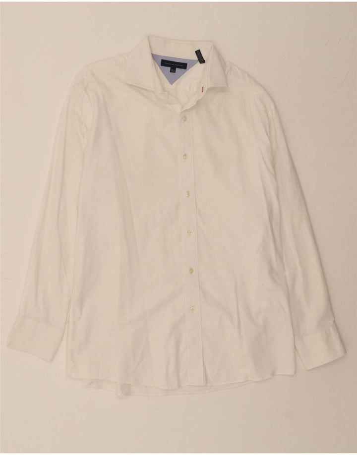 TOMMY HILFIGER Mens Shirt Size 16 1/2 Large White Cotton Vintage Tommy Hilfiger and Second-Hand Tommy Hilfiger from Messina Hembry 