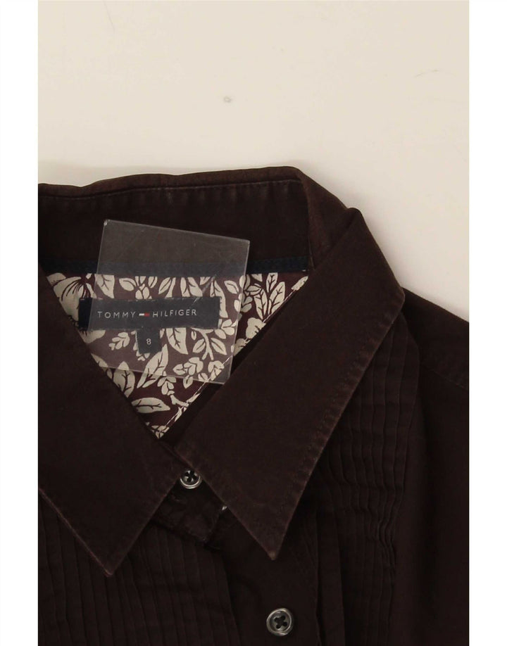 Tommy Hilfiger Womens Tuxedo Shirt US 8 Medium Brown