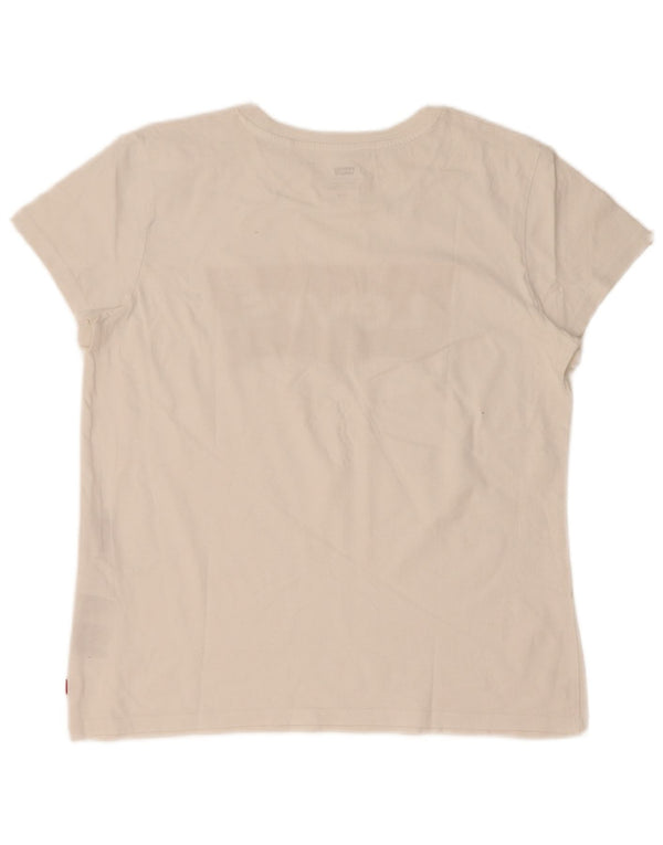 Levi's Damen-T-Shirt mit Grafik, UK 16, Größe L, weiße Baumwolle