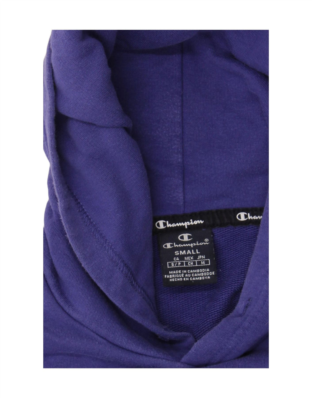 CHAMPION Suéter com capuz gráfico masculino pequeno roxo