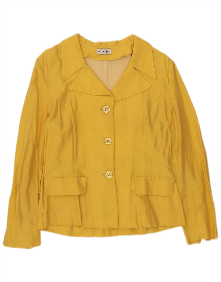 MOTIVI Womens 3 Button Blazer Jacket UK 10 Small Yellow