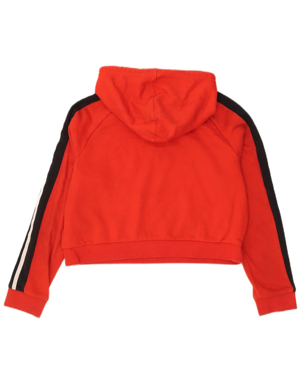 Adidas Γυναικεία Crop Oversized Hoodie Jumper UK 10 Small Red Colourblock