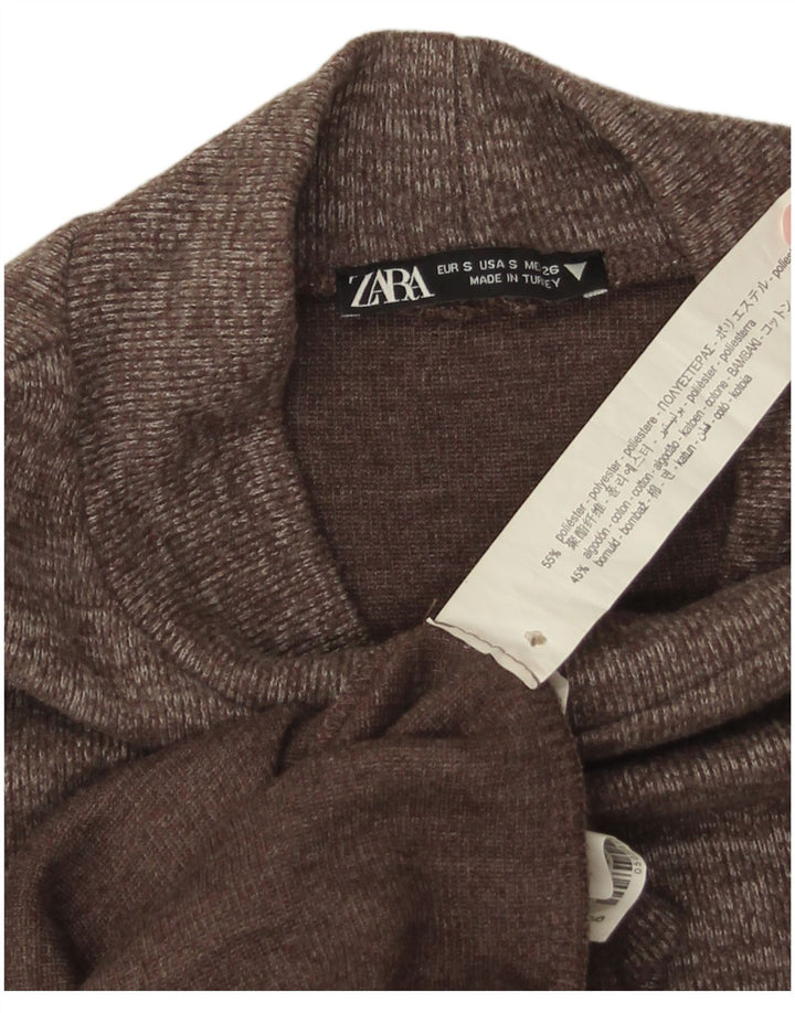 Abito a trapezio da donna Zara UK 10 Piccolo poliestere screziato marrone