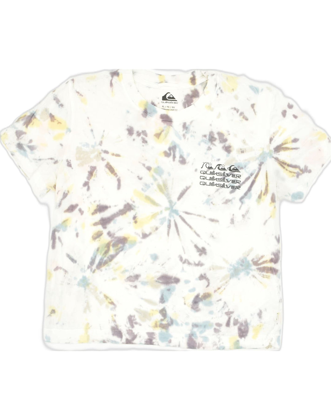 QUIKSILVER Womens Crop Standard Fit T-Shirt Top UK 18 XL Multicoloured | Vintage Quiksilver | Thrift | Second-Hand Quiksilver | Used Clothing | Messina Hembry 