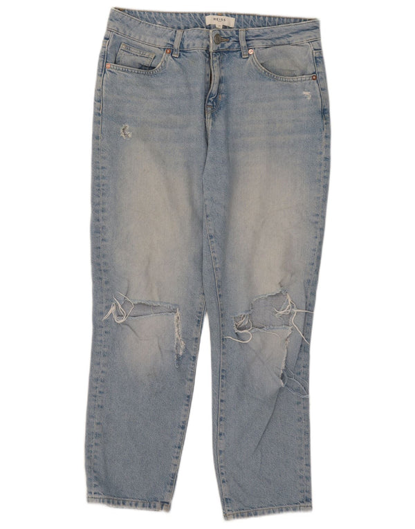 Reiss Womens Distressed Cropped Jeans W29 L26 Blue Cotton