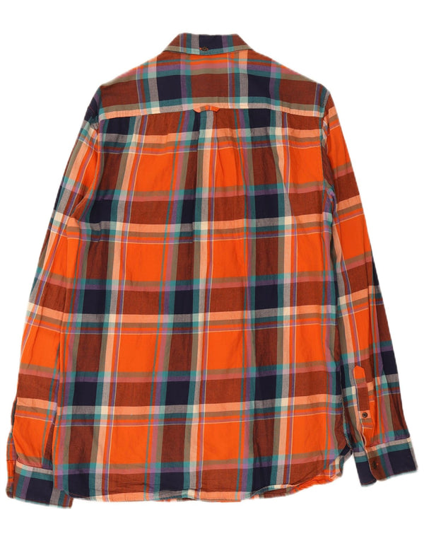 Camicia da uomo in flanella Superdry, cotone scozzese grande arancione