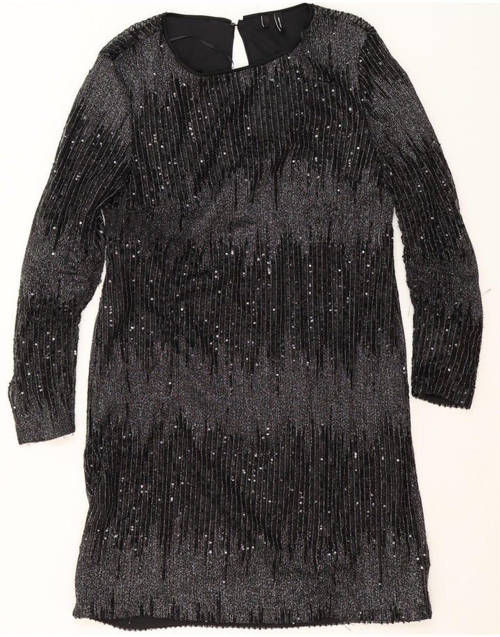 VINTAGE Womens Long Sleeve Shift Dress UK 16 Large Black Vintage Vintage and Second-Hand Vintage from Messina Hembry 