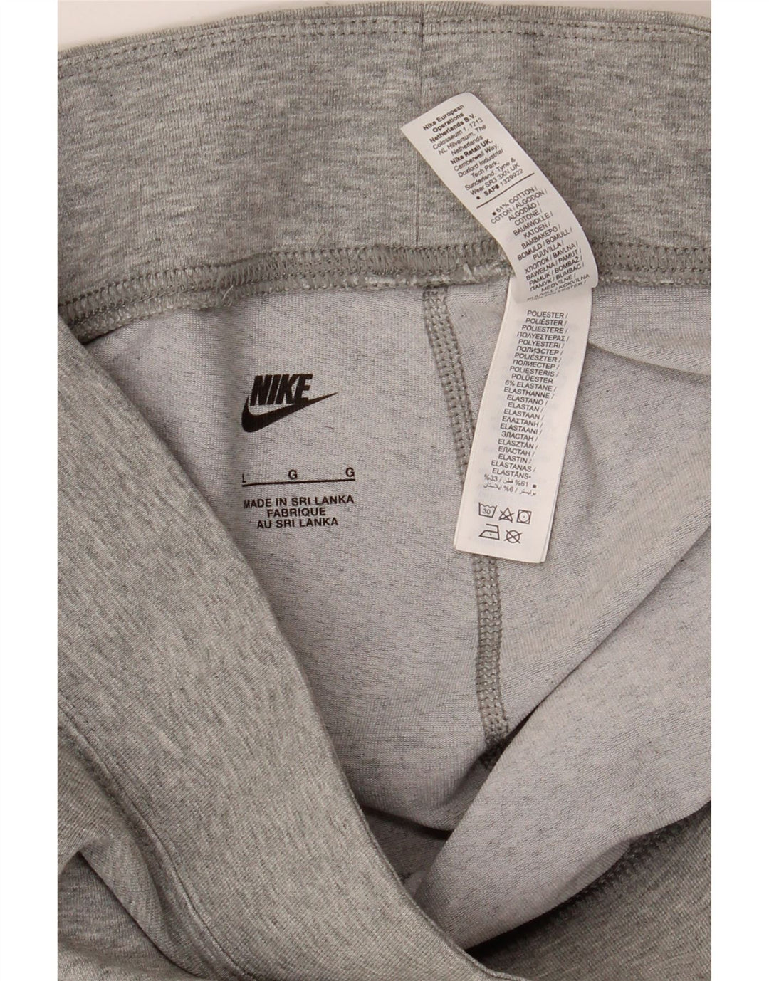 NIKE Leggings graphiques pour femmes UK 14 Grand coton gris