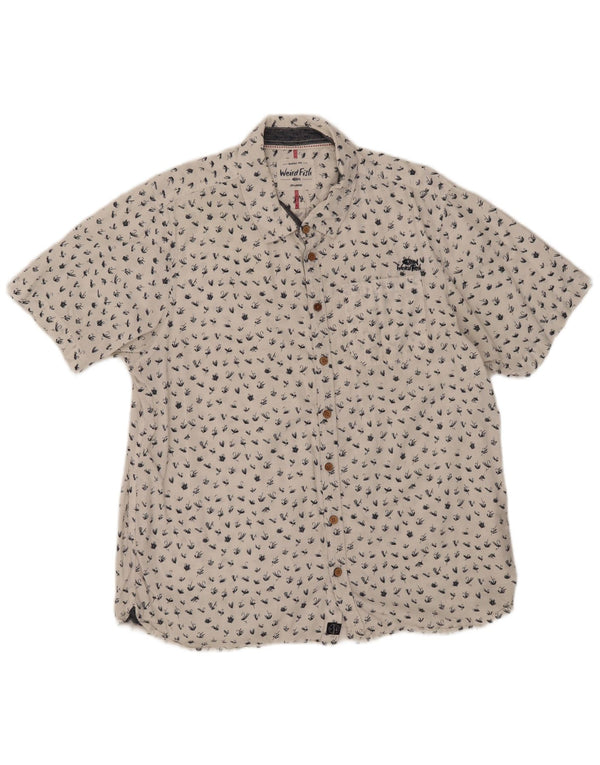 Weird Fish Mens Abstract Pattern Short Sleeve Shirt 2XL White Cotton