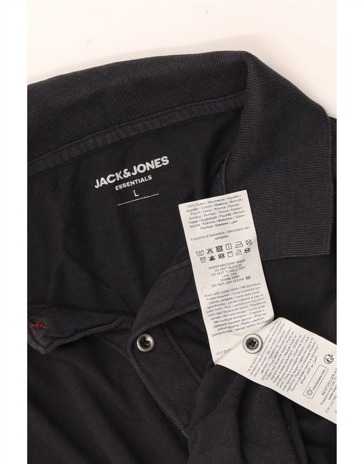 Jack & Jones Mens Polo Shirt Large Black Cotton