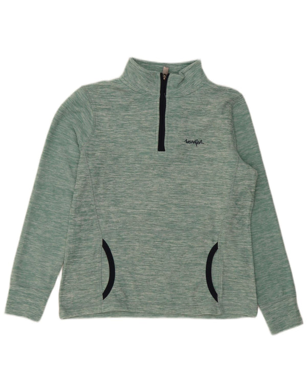 Maglione in pile da donna con collo con zip Weird Fish UK 10 piccolo verde chiazzato