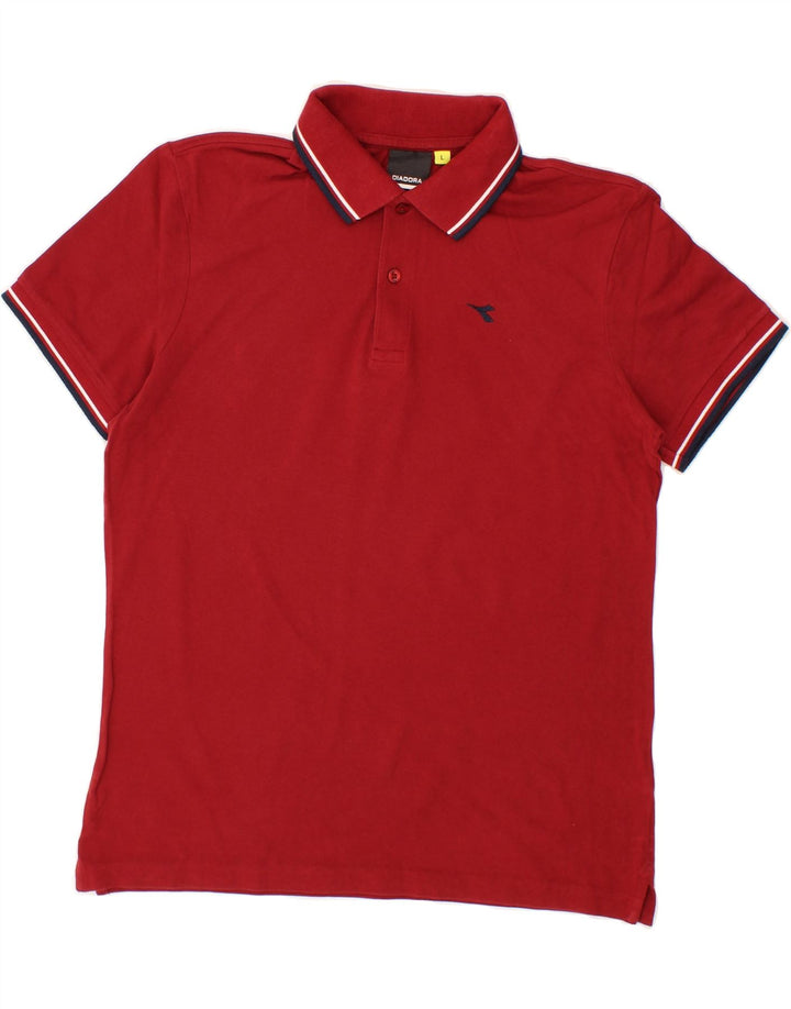 DIADORA Mens Polo Shirt Large Red Cotton Vintage Diadora and Second-Hand Diadora from Messina Hembry 