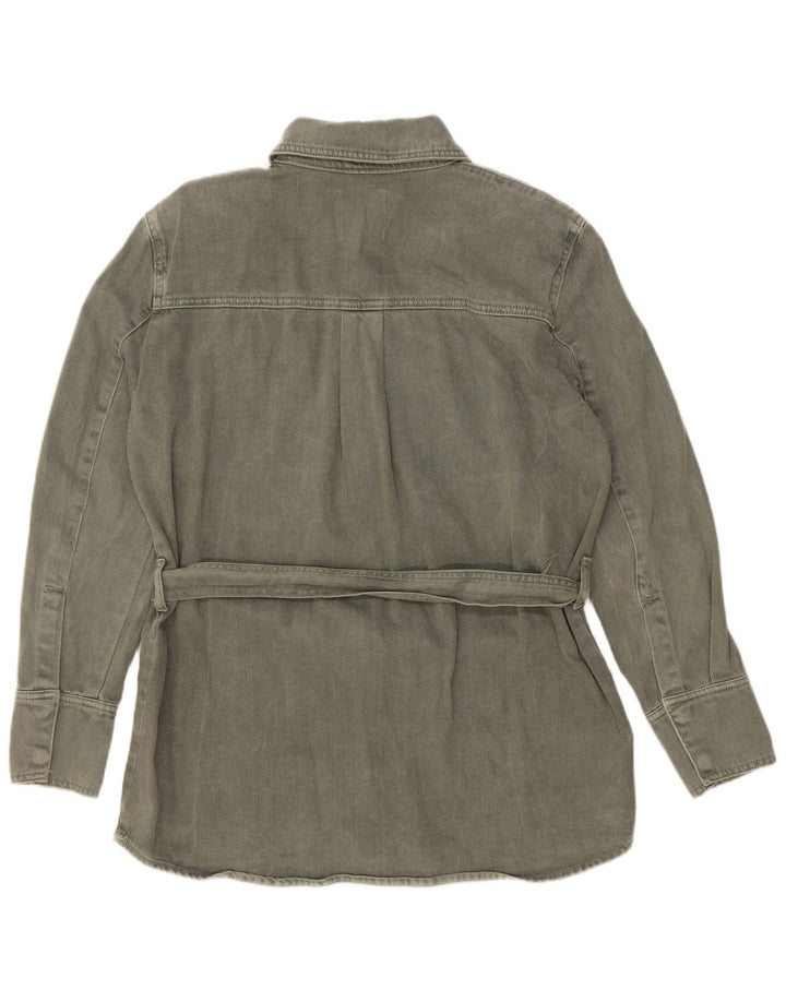 Zara Mujer Chaqueta Vaquera UK 44 Mediana Caqui Algodón