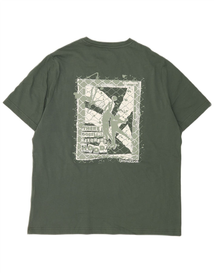 Reebok Herre grafisk T-shirt Top mellemgrøn bomuld
