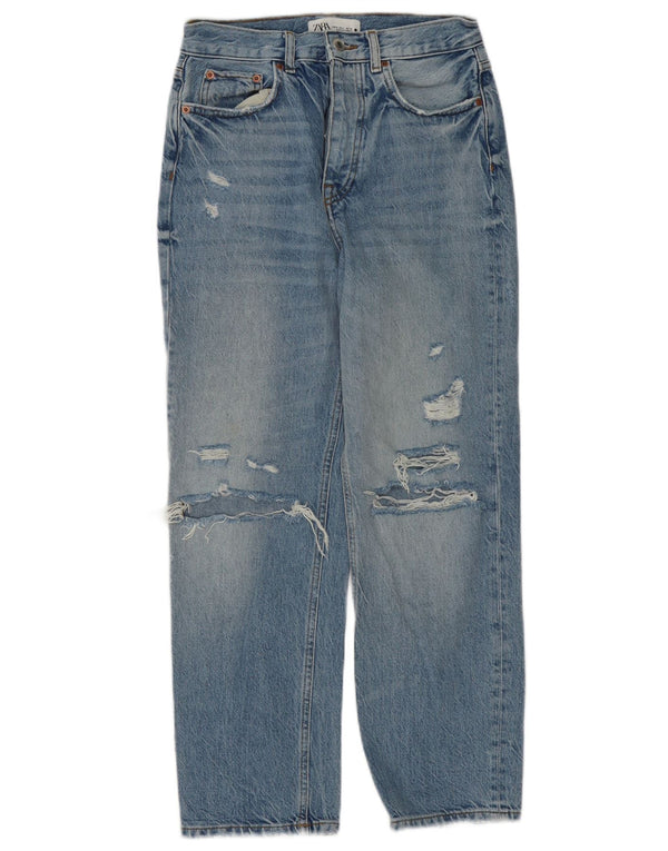 Zara Womens The Bliss High Rise Straight Jeans EU 36 XS W26 L27 Blå