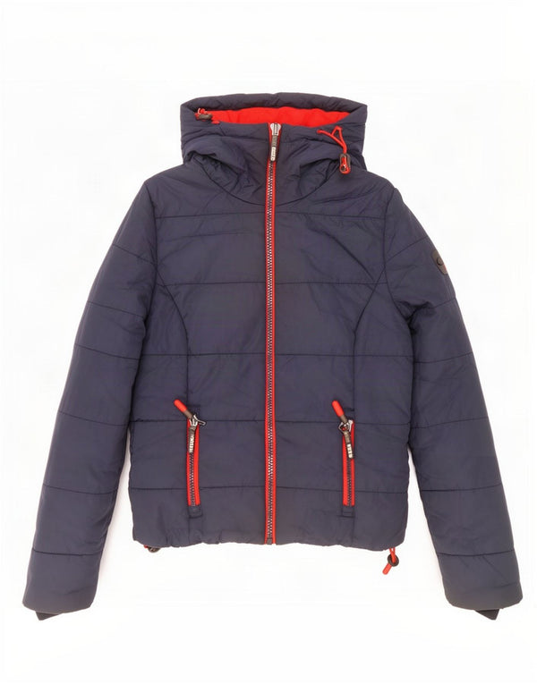 Superdry Veste matelassée à capuche pour femme UK 6 XS Bleu marine Polyester