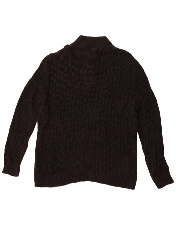 Calvin Klein Mens Button Neck Jumper Sweater XL Black Cotton
