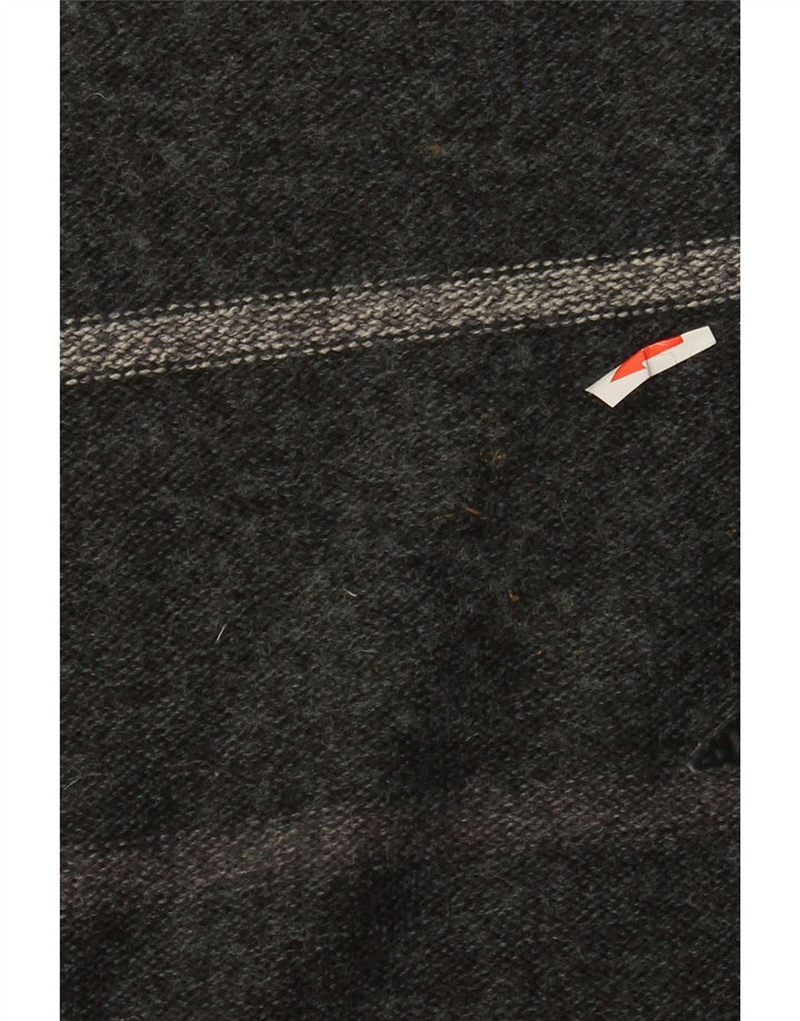 Vintage herre rund hals sweater mellemgrå geometrisk akryl
