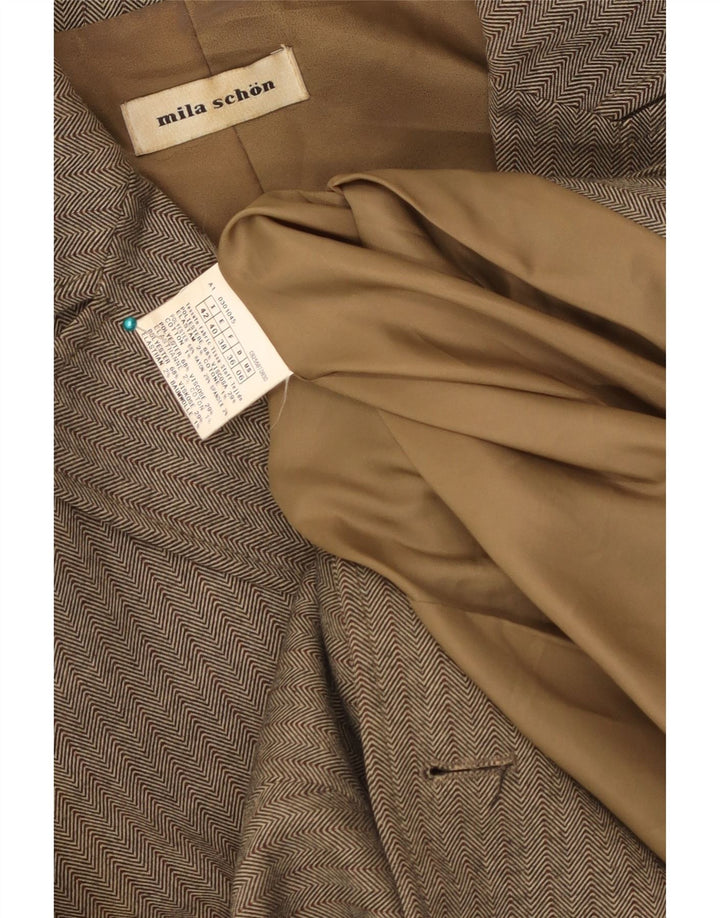 Mila Schon Womens 2 Button Blazer Jacket IT 42 Medium Khaki Herringbone