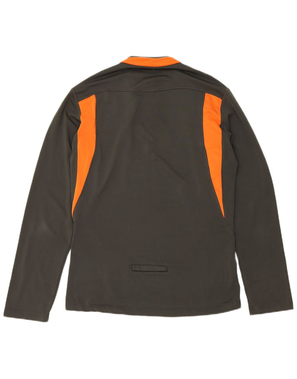 Asics Womens Zip Neck Top Long Sleeve UK 16 Large Grey Colourblock Sports