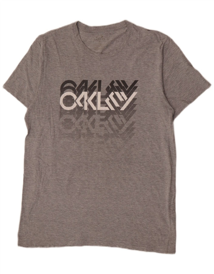 Oakley Mens Graphic T-Shirt Top Large Grey Flecked Cotton