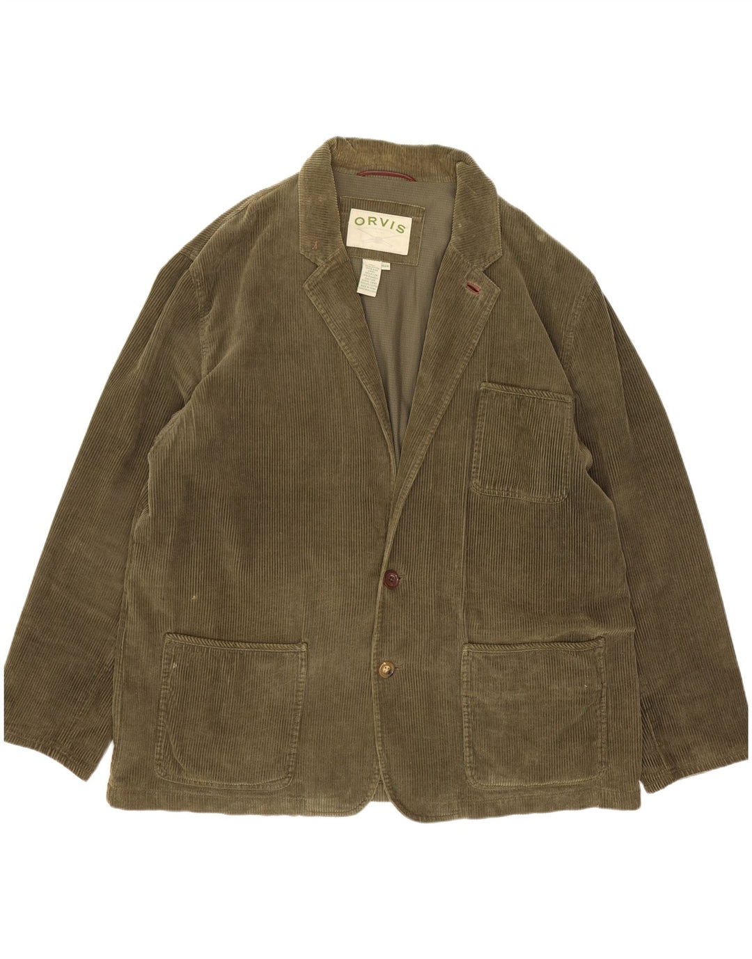 Orvis Mens 2 Button Corduroy Blazer Jacket EU 46 3XL Green Cotton