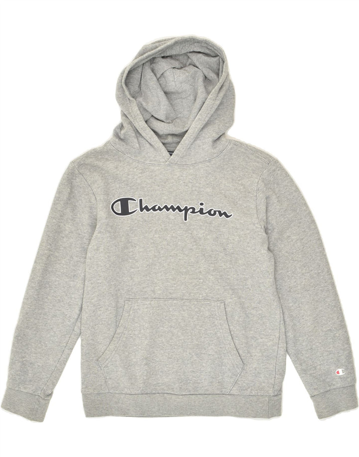 CHAMPION Boys Graphic Hoodie Jumper 11-12 Years Large Grey Cotton | Vintage Champion | Thrift | Second-Hand Champion | Used Clothing | Messina Hembry 
