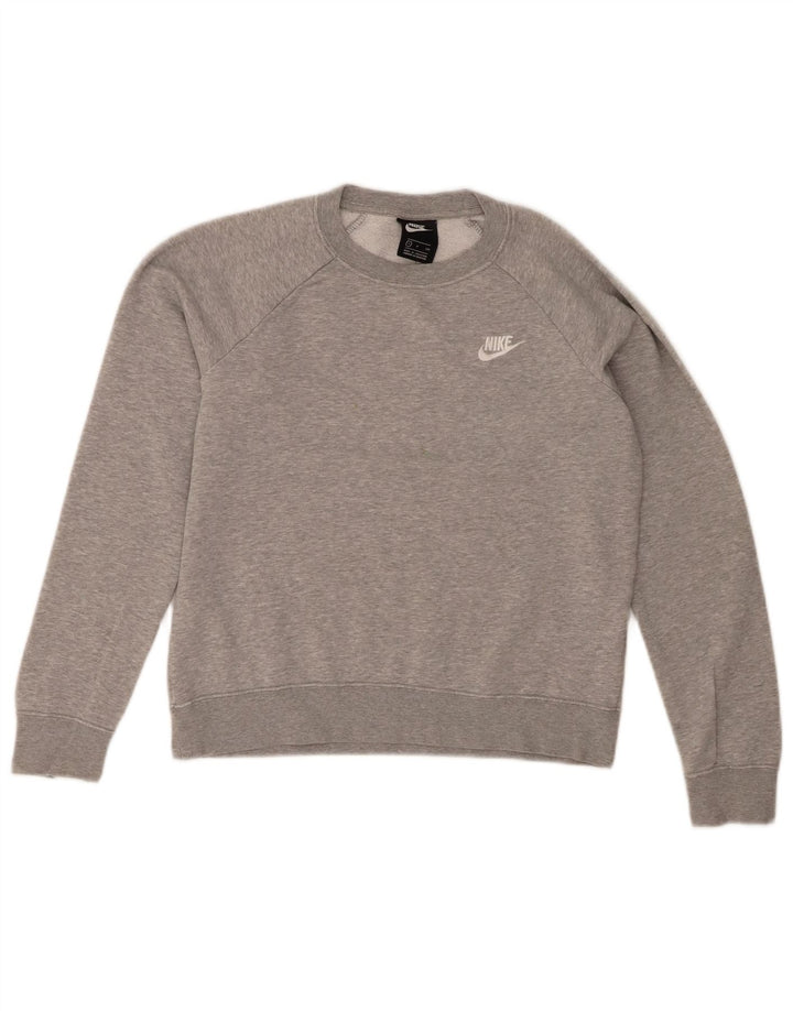 NIKE Womens Oversized Sweatshirt Jumper UK 10 Small Grey Cotton