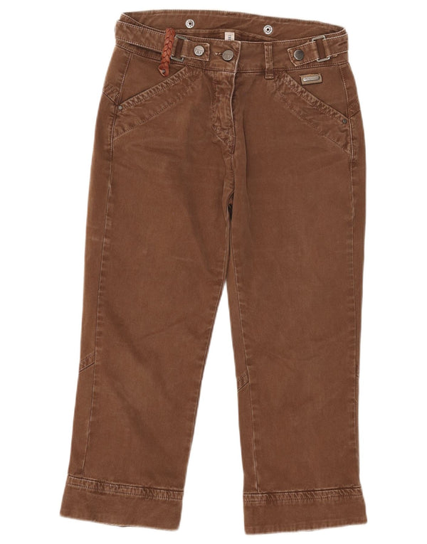 Pantaloni Capri Donna Trussardi IT 40 Small W28 L20 Marrone Cotone