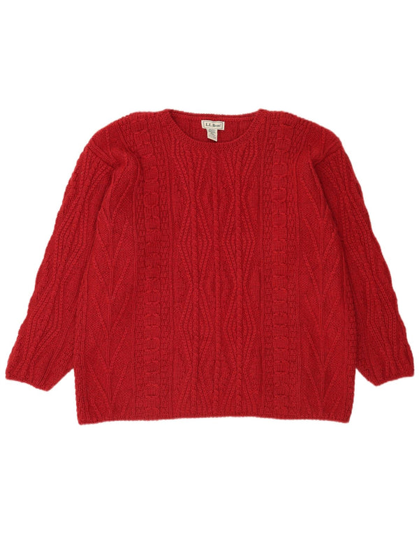 L.L.Bean Womens Crew Neck Jumper Sweater UK 18 XL Red Wool